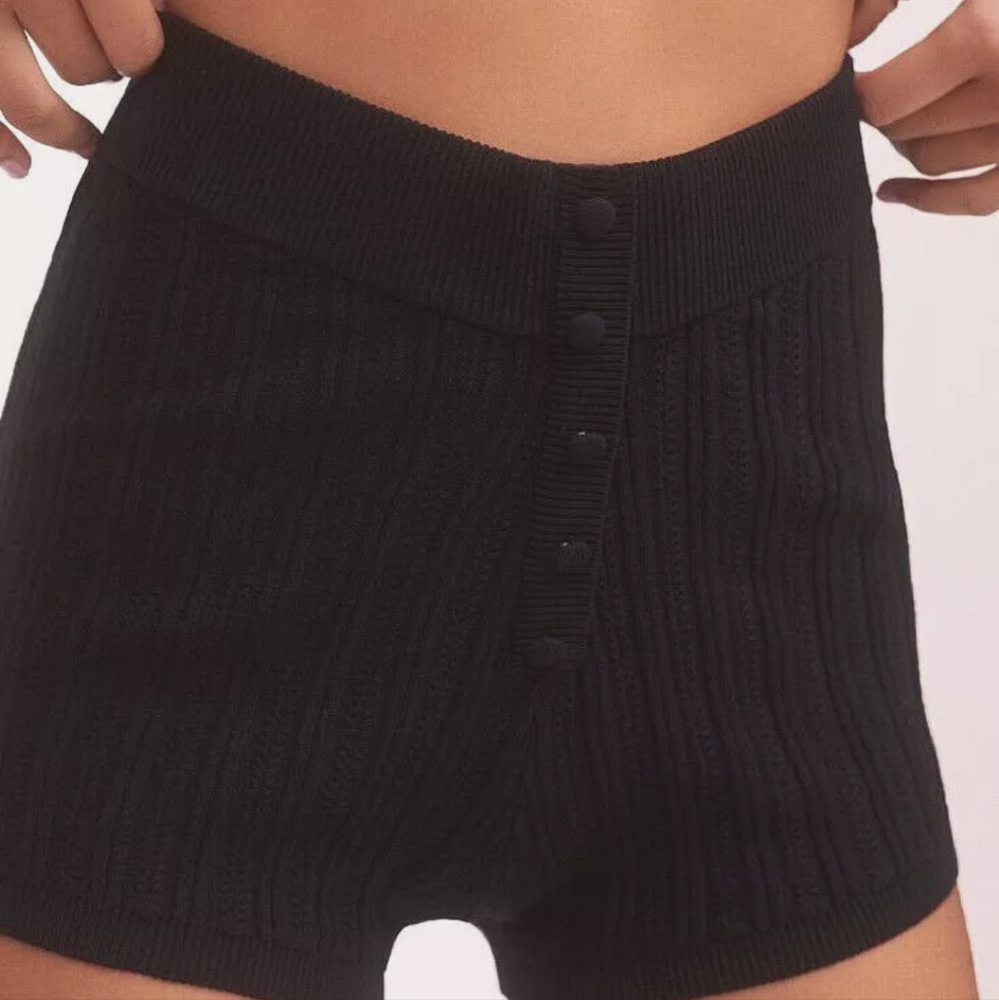 For Love And Lemons Black Knit Shorts XXS
